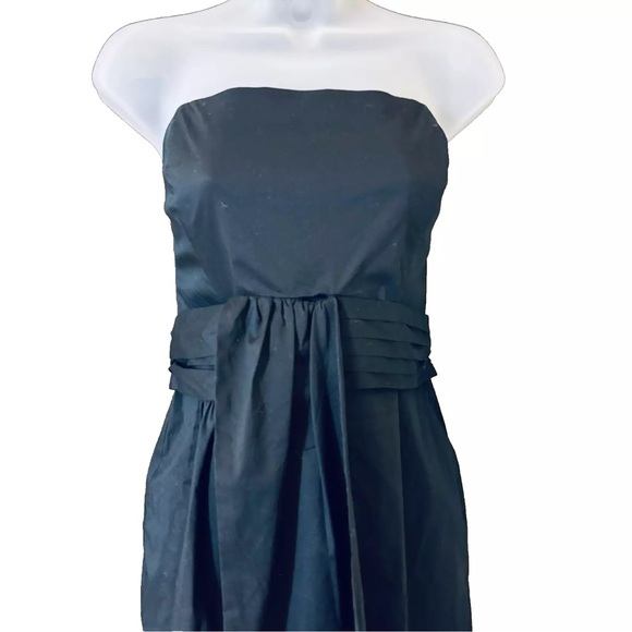 NWT Banana Republic Strapless Dress Women's 8 Back Slit Cotton Blend Black - Picture 2 of 11